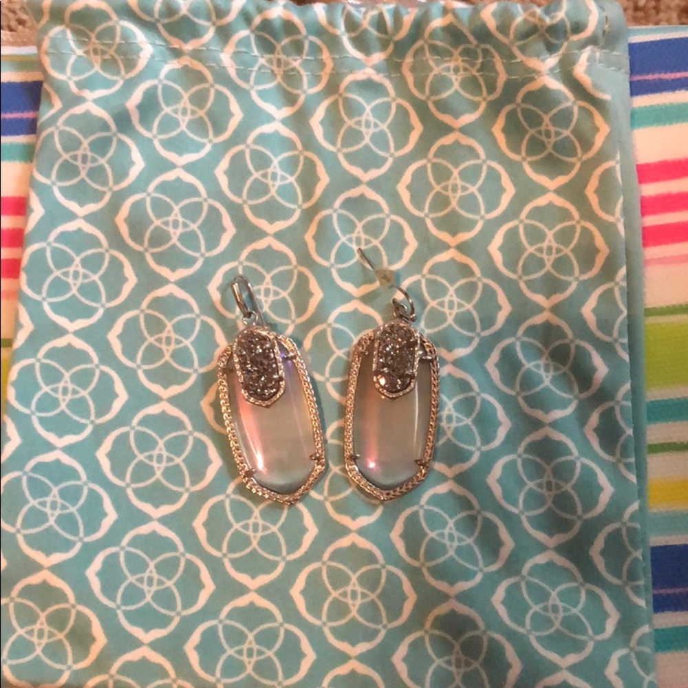 Kendra Scott earrings silver and iridescent